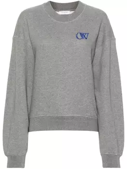 Off-White толстовка с вышитым логотипом, серый