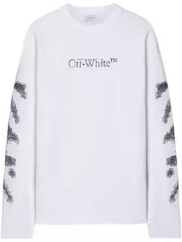 Off-White толстовка с вышивкой и полосками Diag, белый