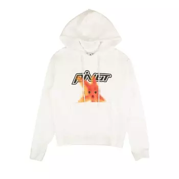Off-White Тонкая толстовка с капюшоном из пластика Рыба, цвет Белый