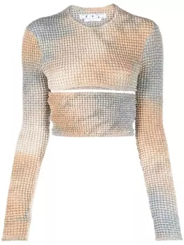 Off-White топ Double с принтом тай-дай, синий