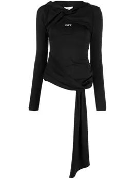 Off-White топ Fluid Jer Twist с капюшоном, черный