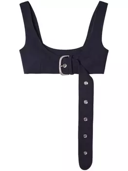 Off-White топ из вирджинской шерсти с поясом, синий