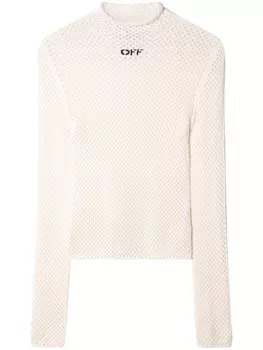 Off-White топ рыхлой вязки с логотипом OFF, нейтральный цвет