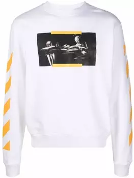 Off-White топ с длинными рукавами и принтом, белый