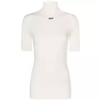 Off-White Топ с водолазкой и логотипом Off Stamp, бежевый