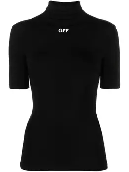 Off-White топ с высоким воротником и логотипом, черный