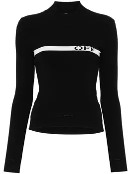 Off-White топ с высоким воротником и логотипом, черный