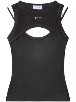 Off-White топ в рубчик с вырезом, серый