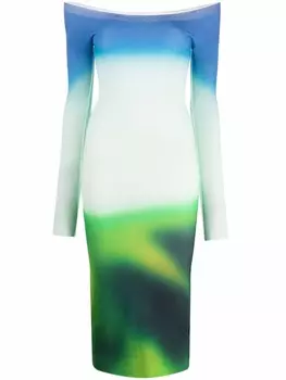 Off-White трикотажное платье Blurred Seamless, зеленый