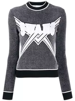 Off-White трикотажный топ с логотипом, серый