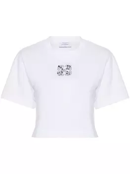 Off-White укороченная футболка Bling Leaves S Arrow, белый