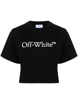 Off-White укороченная футболка Bookish с логотипом, черный