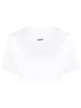 Off-White укороченная футболка Off-Stamp, белый