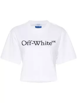 Off-White укороченная футболка с логотипом, белый