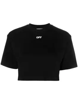 Off-White укороченная футболка с логотипом, черный