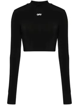 Off-White укороченная футболка с логотипом, черный