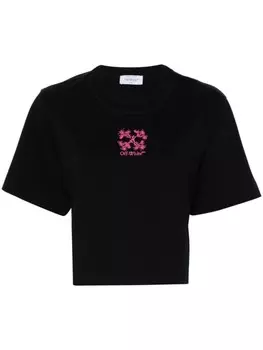 Off-White укороченная футболка с вышивкой Arrows, черный