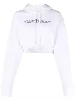 Off-White укороченное худи Bling, белый