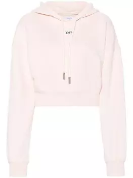 Off-White укороченное худи с цветочной вышивкой, розовый