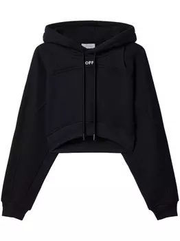 Off-White укороченное худи с логотипом, черный