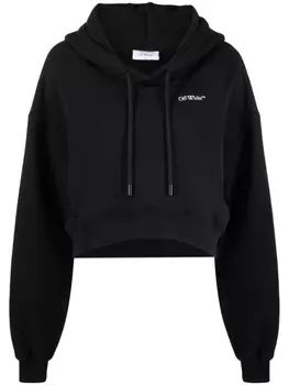 Off-White укороченное худи с логотипом, черный
