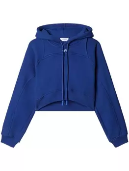 Off-White укороченное худи с логотипом Off Stamp, синий