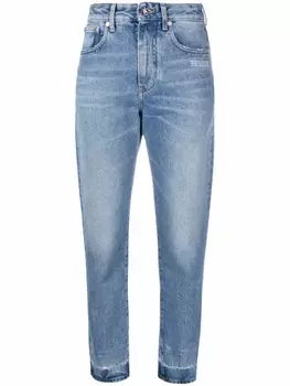 Off-White укороченные джинсы с логотипом, синий