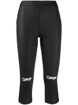 Off-White укороченные легинсы с логотипом, черный