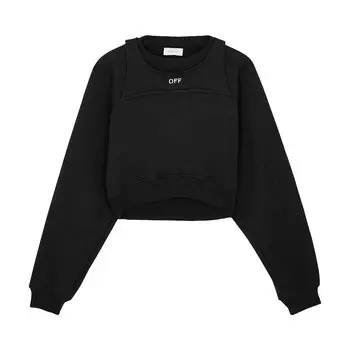 Off-White Укороченный круглый вырез с круглым вырезом Off Stamp, цвет Черный/Белый