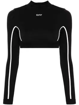 Off-White укороченный спортивный топ с вышитым логотипом, черный