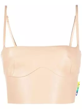 Off-White укороченный топ-бюстье из кожи, нейтральный цвет