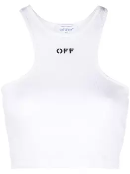 Off-White укороченный топ Off-Stamp в рубчик, белый