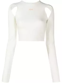 Off-White укороченный топ с логотипом, белый