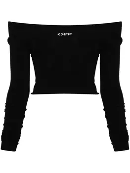 Off-White укороченный топ с логотипом, черный