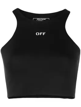 Off-White укороченный топ с логотипом, черный