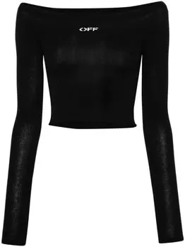 Off-White укороченный топ с жаккардовым логотипом, черный