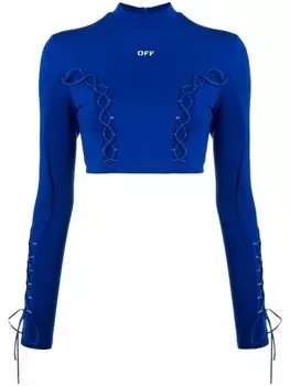 Off-White укороченный топ со шнуровкой, синий