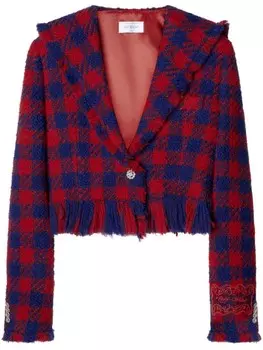 Off-White укороченный жакет в клетку, красный