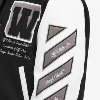 Off-White Университетская куртка из шерстяной шерсти, черный