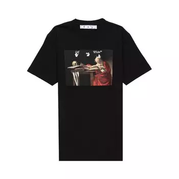 Off-White Узкая футболка Caravaggio с короткими рукавами, цвет Черный/красный