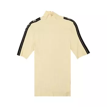 Off-White Водолазка с короткими рукавами и логотипом, цвет Бежевый