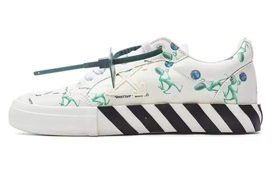 OFF-WHITE Vulc Low Canvas Alien Logo Applique White Green Black