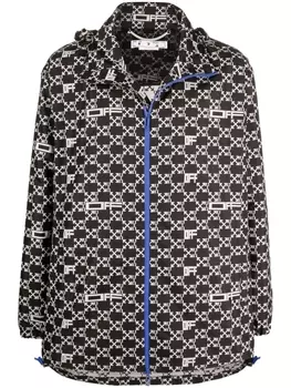 Off-White ветровка с монограммой, черный