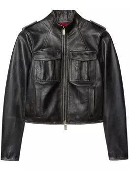 Off-White винтажная кожаная куртка Lea, черный