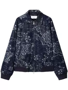 Off-White жаккардовый бомбер с узором, синий