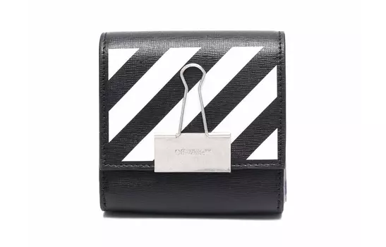 OFF-WHITE Женский кожаный кошелек OFF WHITE, белый и черный