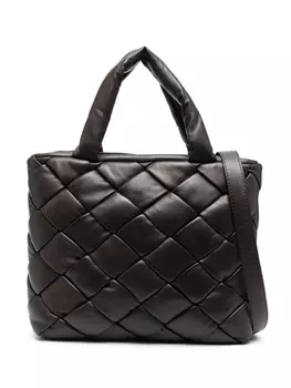 Officine Creative стеганая сумка-тоут, коричневый