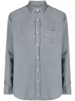 Officine Generale рубашка с длинными рукавами и накладным карманом, серый