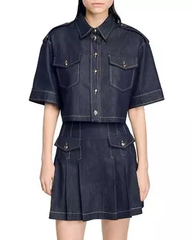 Офицерская джинсовая рубашка Sandro, синий