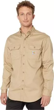 Огнестойкая (FR) классическая рубашка из твила Carhartt, хаки
